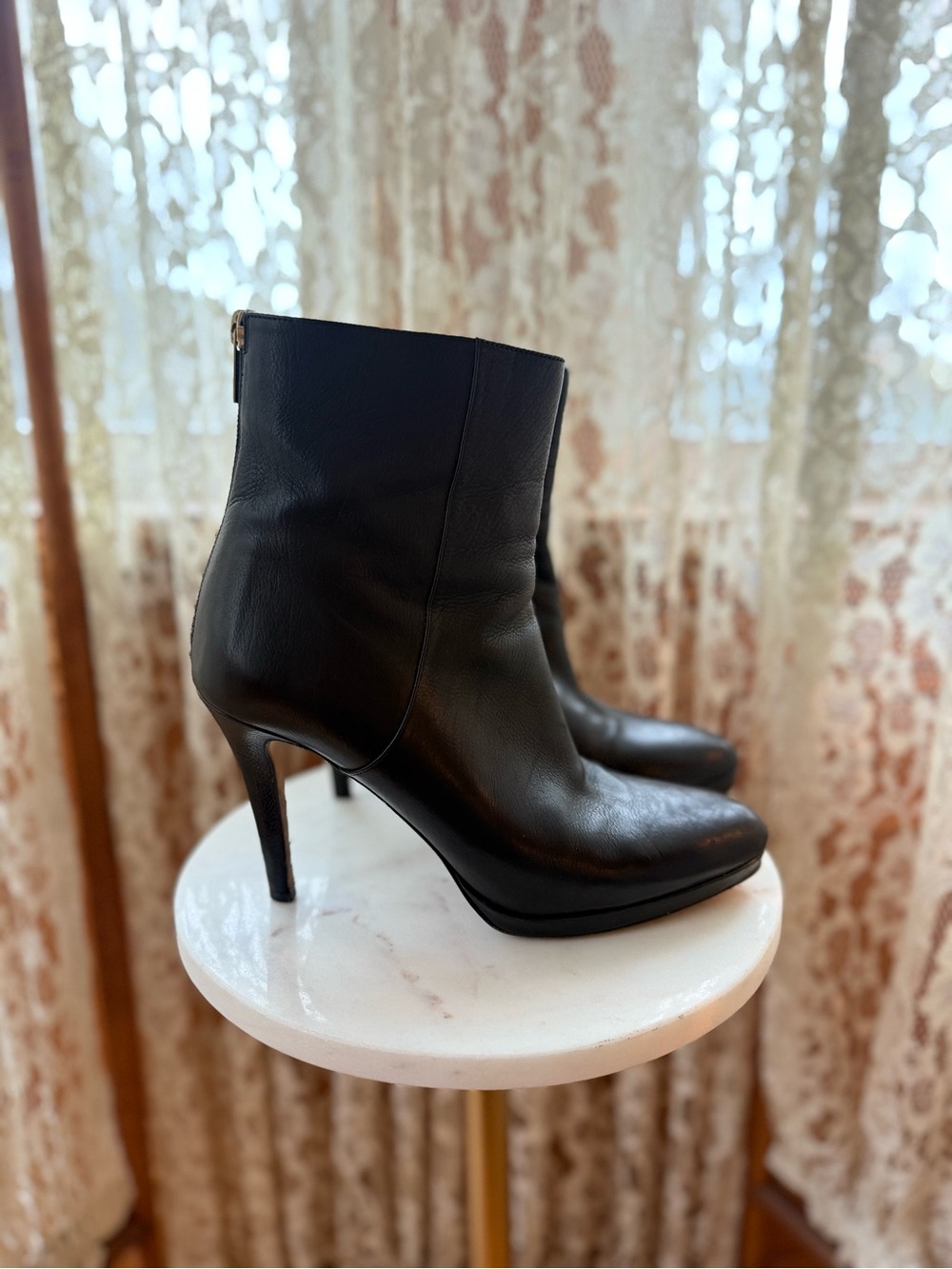 Jimmy Choo Black Leather Stiletto Ankle Boots